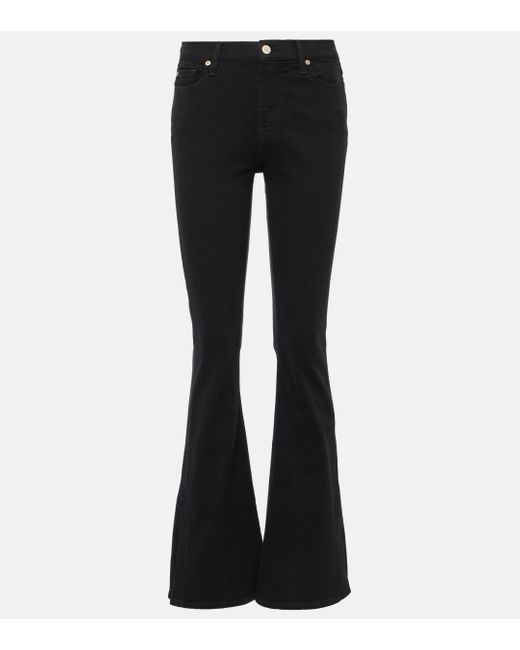 7 For All Mankind Black Ali High-rise Flared Jeans