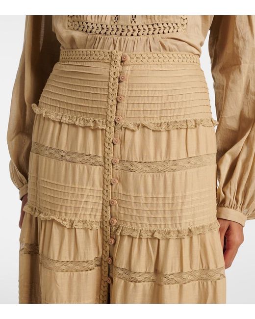 Isabel Marant Natural Dusta Lace-Trimmed Cotton Miniskirt