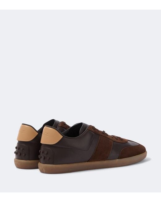 Tod's Brown Leather And Suede Sneakers for men