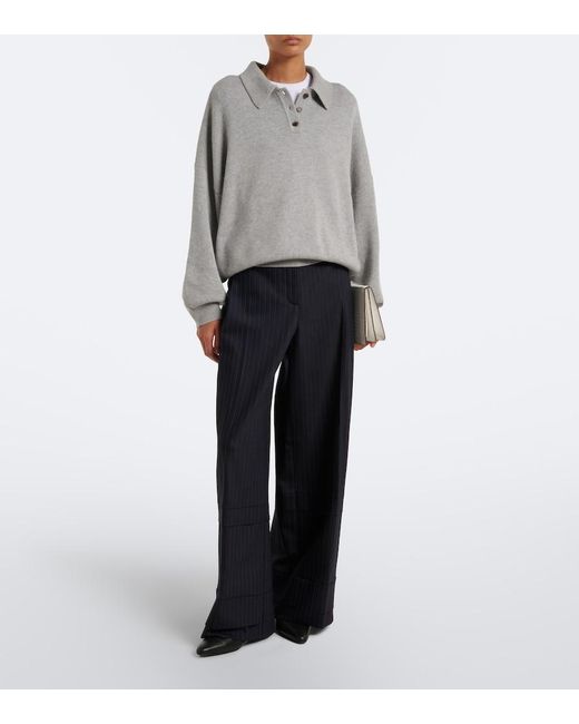 Lisa Yang Gray Etta Cashmere Polo Sweater