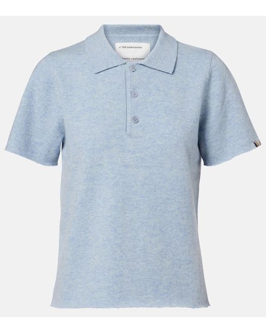 Extreme Cashmere Blue N°198 Salamander Cashmere-Blend Polo Shirt