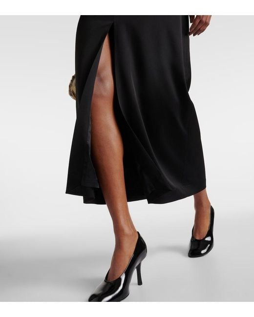 Dries Van Noten Black Satin Crepe Maxi Skirt