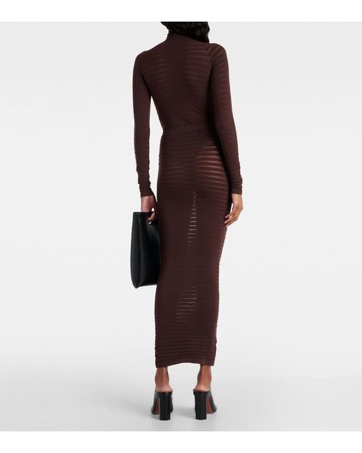 Alaïa Brown Striped Maxi Skirt