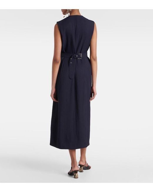 Dries Van Noten Blue Gabardine Midi Dress
