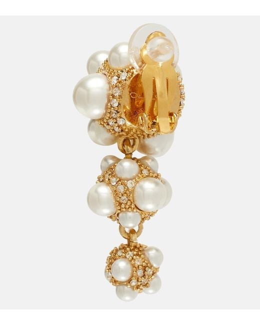 Oscar de la Renta Metallic Embellished Clip-On Earrings