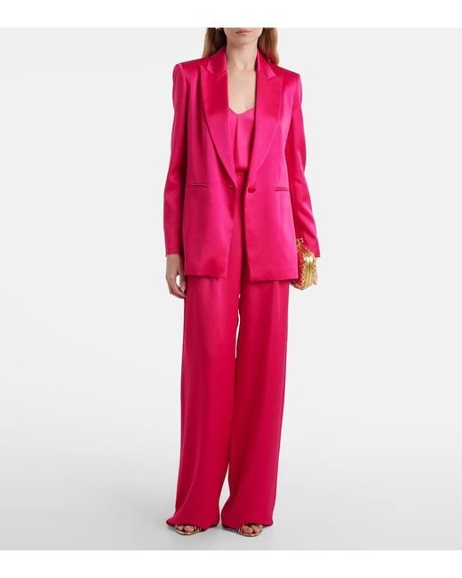 Max Mara Red Ieti Satin Wide-Leg Pants