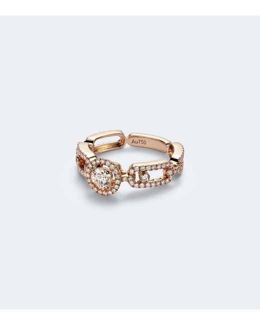Messika White Move Link 18Kt Rose Ring With Diamonds