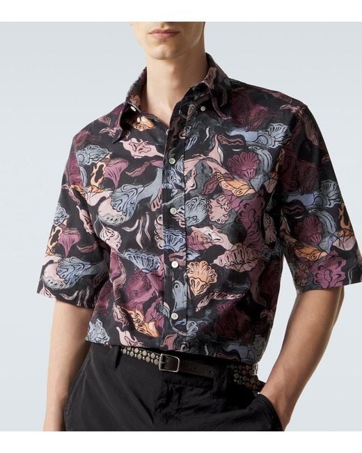 Lemaire Blue Floral Cotton Bowling Shirt for men