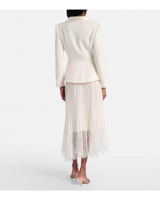 Self-Portrait Natural Boucle And Chiffon Midi Dress