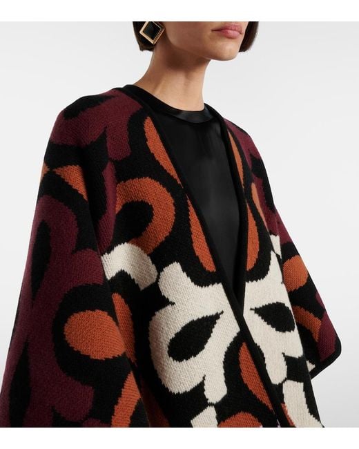 LaDoubleJ Black Maiolika Wool Jacquard Cape