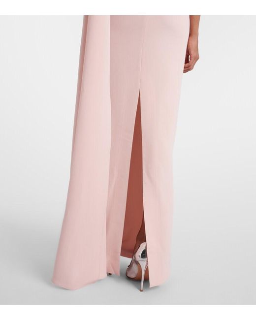 Roland Mouret Pink Embellished One-Shoulder Cady Gown