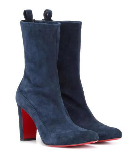 Christian Louboutin Blue Gena 85 Suede Ankle Boots