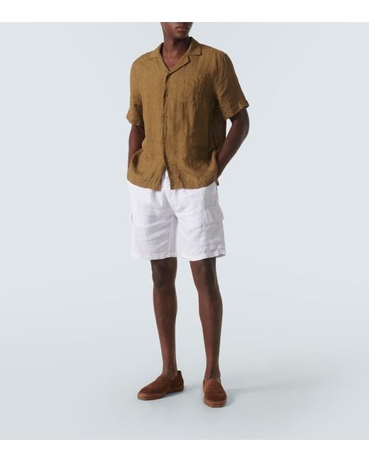 Vilebrequin White Baie Mid-Length Linen Shorts for men
