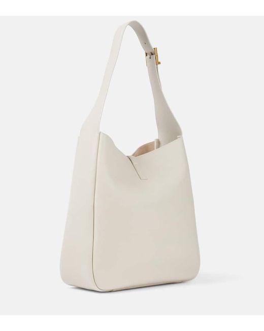 Saint Laurent White Le 5 A 7 Supple Large Leather Shoulder Bag