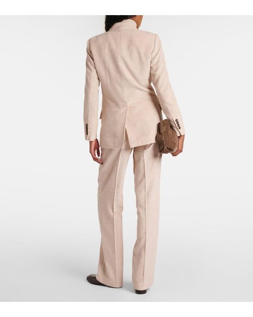 Brunello Cucinelli Natural Double-Breasted Blazer