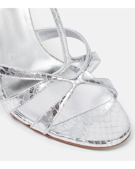 Christian Louboutin White Sandalen Tangueva 100 Aus Metallic-Leder
