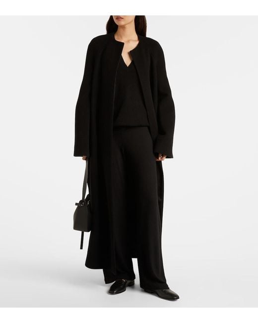 Leset Black Lauren Mid-Rise Jersey Wide-Leg Pants