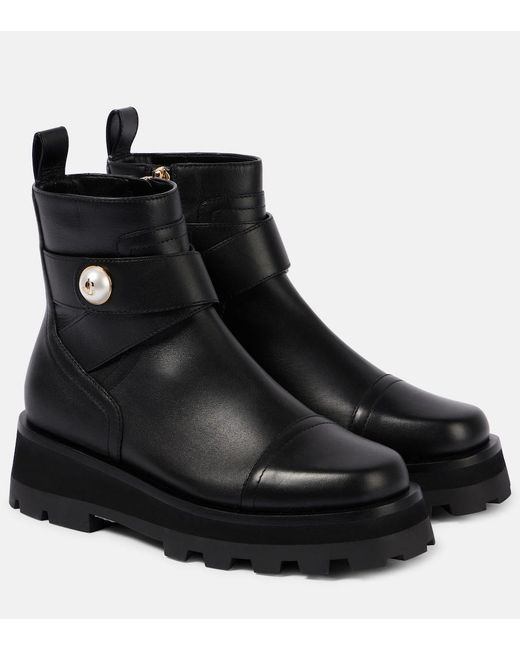 Jimmy Choo Black Meena Leather Ankle Boots