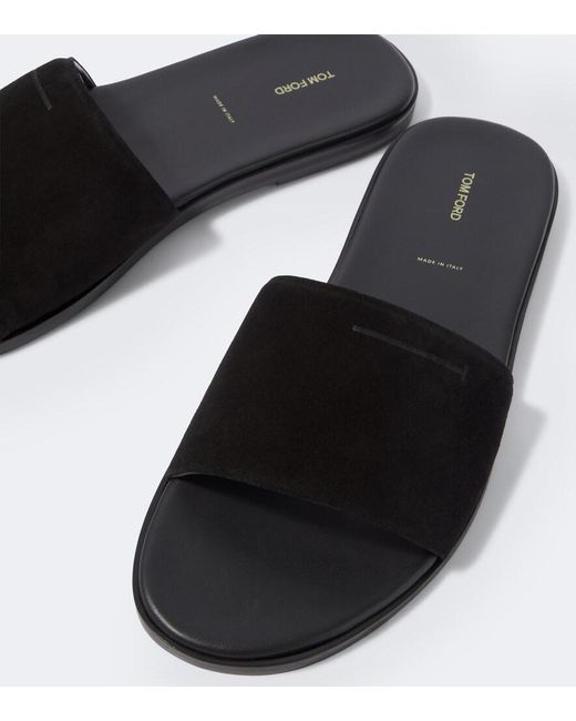 Tom Ford Black Suede Slides for men