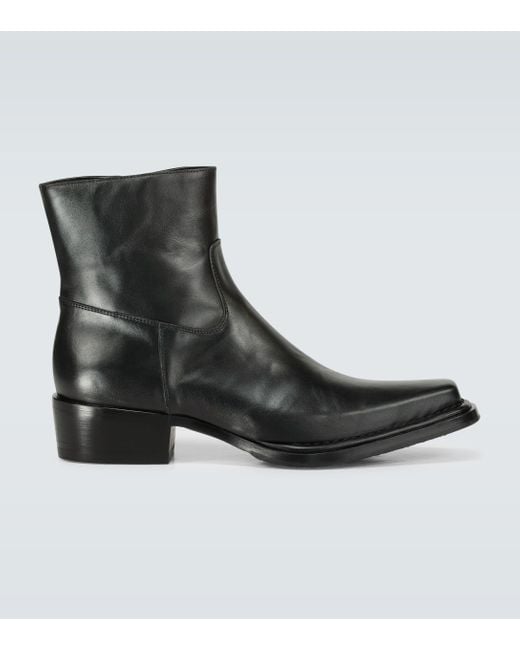 Acne Black Bruno Leather Cowboy Boots for men