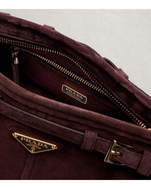 Prada Purple Bonnie Small Suede Shoulder Bag