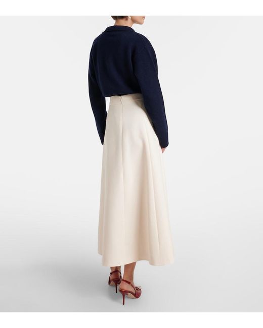 Valentino White Vgold Crepe Couture Midi Skirt