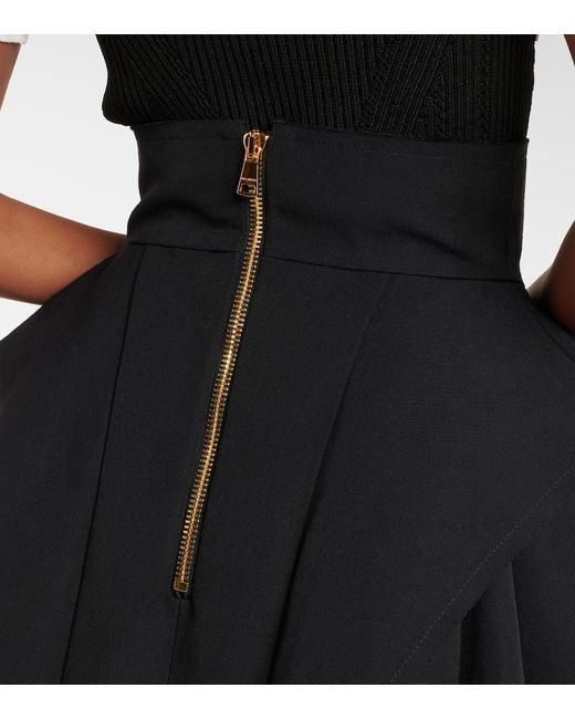 Balmain Blue Virgin Wool Grain De Poudre Miniskirt