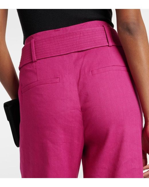 Veronica Beard Pink Sunny Linen-blend Twill Flared Pants