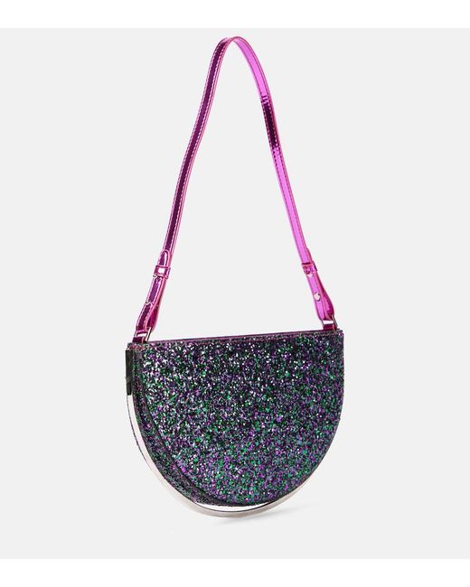 Aquazzura Blue Purist Mini Glitter Clutch
