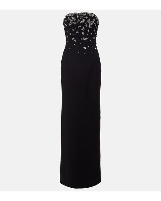 Marmar Halim Black Sequined Crepe Bustier Gown