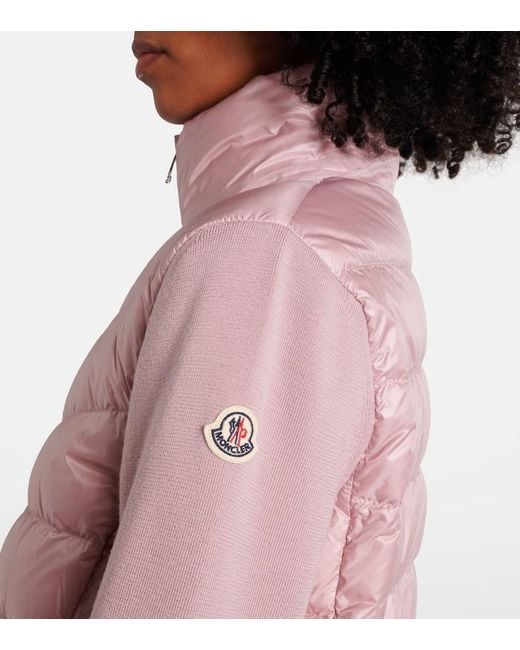 Moncler Pink Daunenjacke Mit Schurwolle