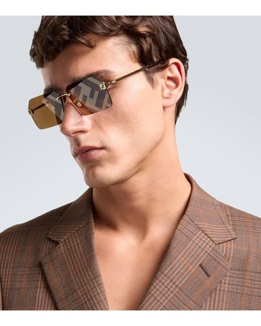 Fendi Brown Sky Square Sunglasses for men