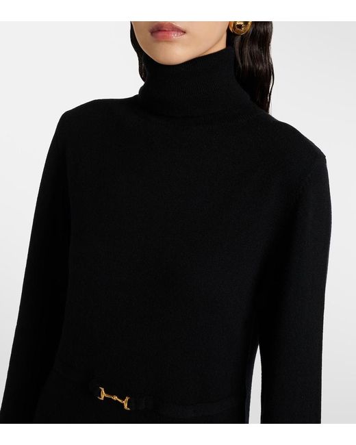 Rixo Black Elliette Wool And Cashmere Minidress
