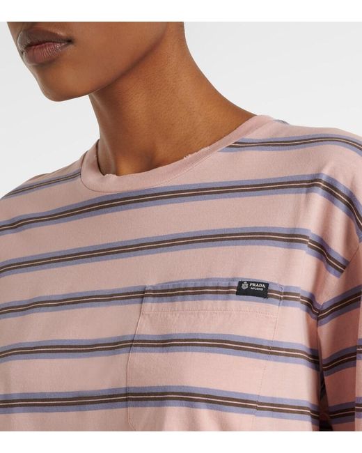 Prada Pink Striped Cotton Jersey Top