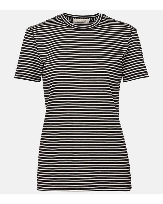 Nili Lotan Black Lana Striped Cotton-Blend T-Shirt