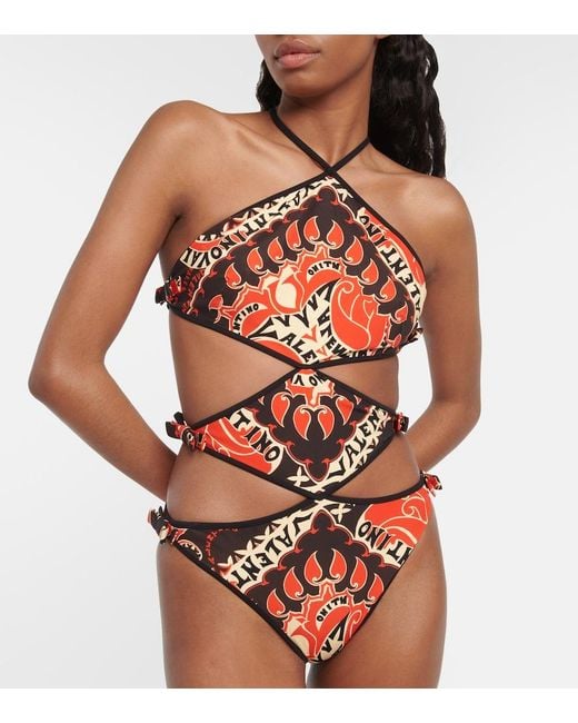 Valentino White Mini Bandana Halterneck Swimsuit