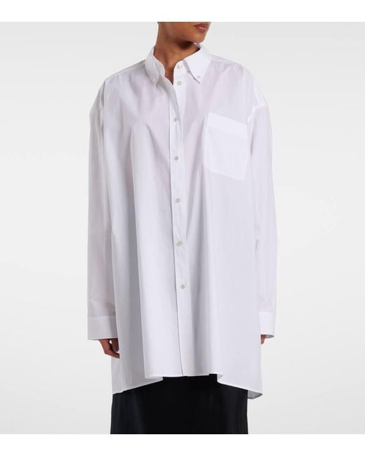 The Row White Victoria Oversized Cotton Poplin Shirt