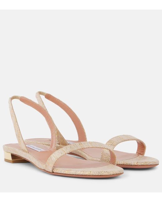 Aquazzura Pink Canvas Sandals