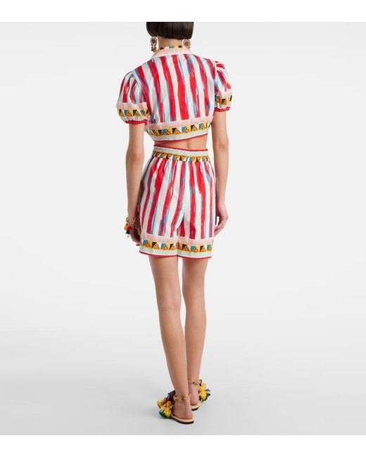 Dolce & Gabbana Red Patterned Cotton Shorts