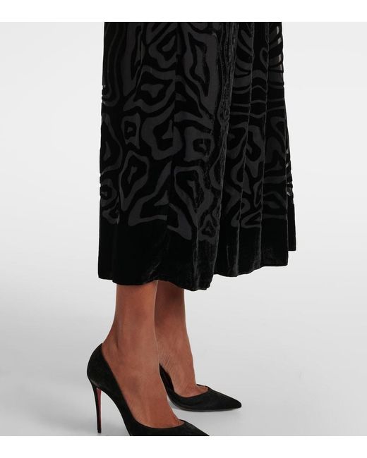 Ulla Johnson Black Elora Velvet And Mesh Midi Dress