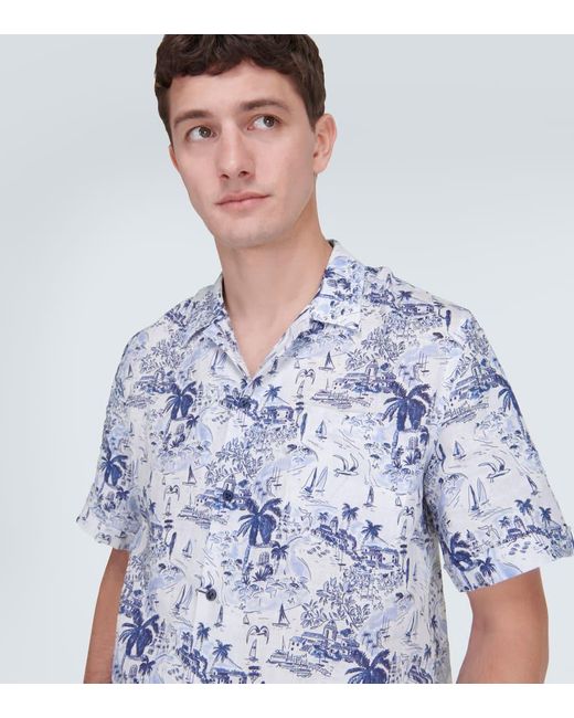 Camisa bowling Charli de lino estampado Vilebrequin de hombre de color Blue