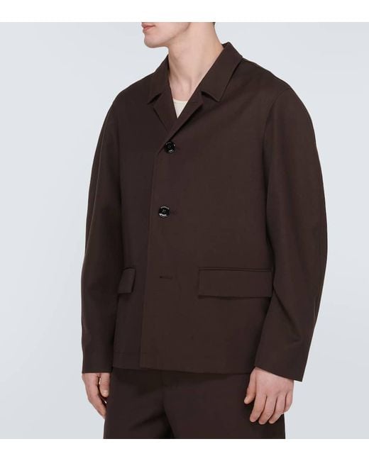 Lemaire Brown Wool And Linen Gabardine Coat for men