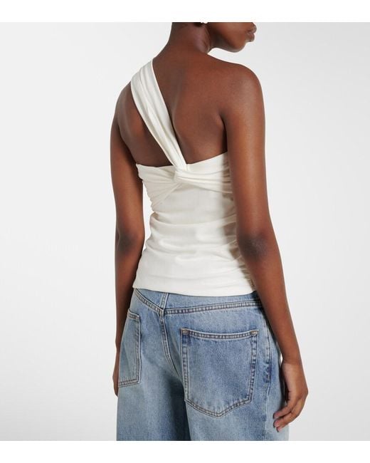 Jonathan Simkhai White Draped Jersey Top