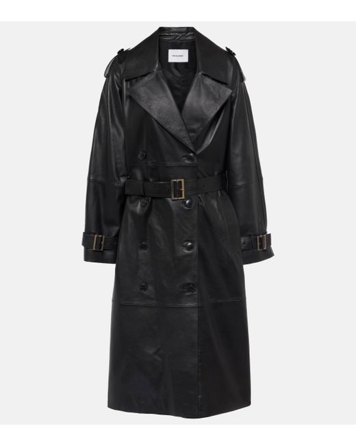 Trench-coat en cuir Yves Salomon en coloris Black