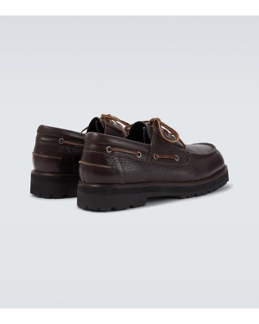 Studio Nicholson Black Guston Leather Boat Shoes for men