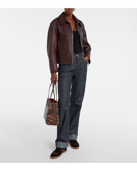 Christian Louboutin Brown Leopard-Print Leather Shopper