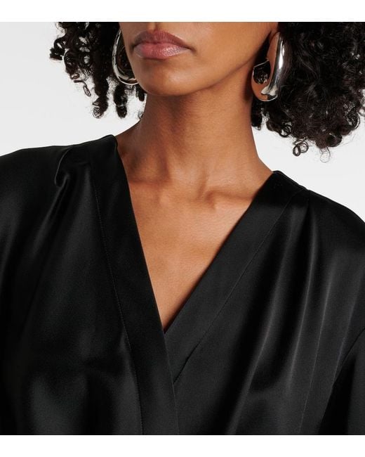 Blumarine Black Envers Draped Satin Top