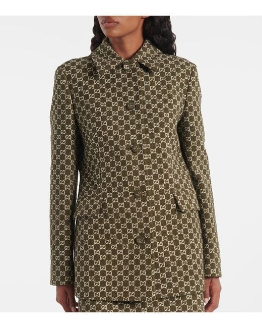 Gucci Green Gg Tweed Blazer