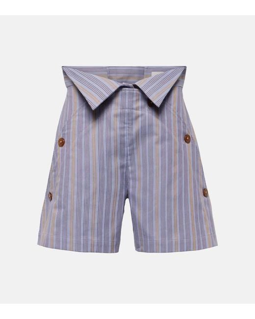 Vivienne Westwood Blue W Cj Striped High-rise Cotton Shorts