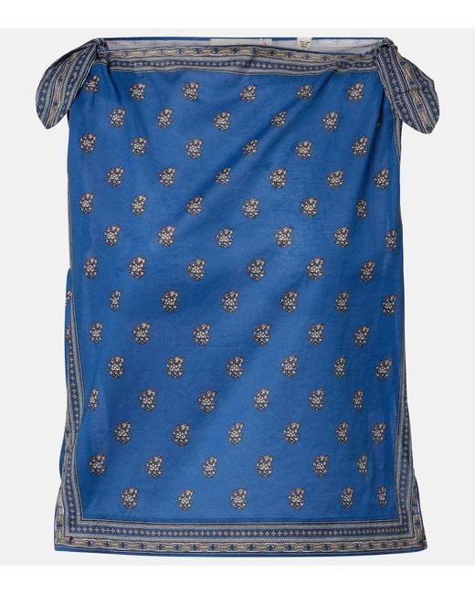 Doen Blue Amalia Printed Cotton Top
